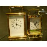 Brass Cased Carriage clock by Angelus with Roman numberal Chapter ring. 11 Jewel Movement - along