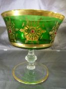 An early glass sweet dish (poss Bohemian) with applied ruby red glass dots and gilded decoration