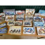 Box containing Vintage Kit car models - to include makes such as Revell, Heller, Raft, Fujimi,