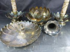 Reed and Barton silver plate - includes a pair of candlesticks, rose vase and a nut tray with