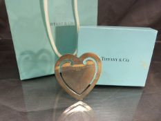 Tiffany Hallmarked Silver paperclip in the form of a Heart - marked Tiffany & Co with pouch, box and