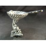 Silver Tazza with dolphin base and spoon