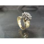 14ct yellow gold diamond cluster ring, over 1ct