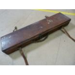 Lyon and Lyon leather gun case. Practical gun and Rifle Makers. Deep purple interior lined with