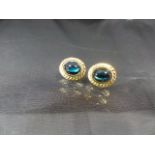 Pair of 9ct Gold earrings set with Green stones (possibly Opals)