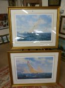 Two large signed limited edition prints, 'Brittania Racing of Cowes' by J.Steven Dews 276/850 and '