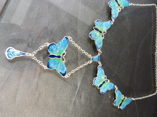 Silver and enamel butterfly necklace - Image 4 of 6