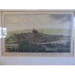 Unusual Hand tinted engraving of 'Perspective View of the Cathedral and City of Exeter, in the