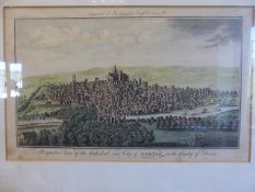 Unusual Hand tinted engraving of 'Perspective View of the Cathedral and City of Exeter, in the