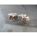 Pair of silver cufflinks in the form of playing dice