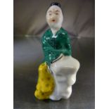 Ceramic Chinese snuff bottle in the form of a woman