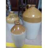 Three Graduating earthenware Cider Flagons - Local interest. Largest for Carr and Quick Ltd 15 Queen