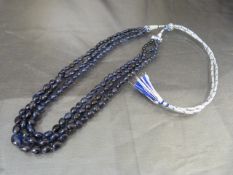 Three row sapphire set necklace
