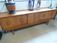 Stonehill Furniture - Teak Mid-Century sideboard with cupboards and drawers with square handles
