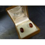 Silver oval Amber set stud earrings approx 15.25mm x 11.25mm wide