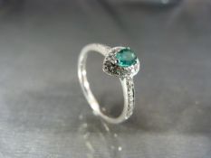 18ct white gold pear shaped emerald and diamond ring, approx 1ct