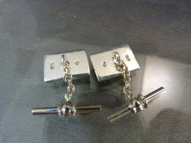 Pair of silver and enamel set Masonic-style cufflinks - Image 4 of 4