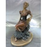 An Austin Sculpture spelter figure of a lady dated 1992.