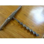 Antique Tool - Large oak handled post screw