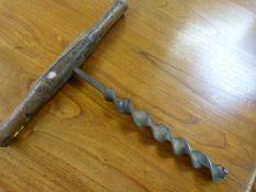 Antique Tool - Large oak handled post screw