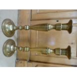 Oversized pair of Brass candlesticks in the Gothic style