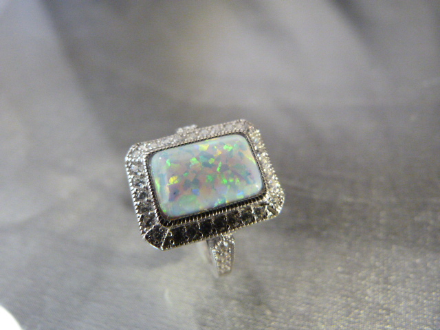 Silver Art Deco-style ring set with opal UK - N - Image 6 of 8