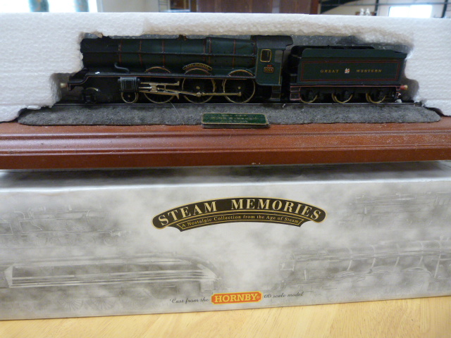 Two Steam Memories collectable Hand painted Locomotives on Plinths. 03577 "King Stephen" & 03582