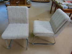 Pair of chrome and Fabric upholstered chairs by Stena in the Mid-Century style