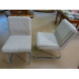 Pair of chrome and Fabric upholstered chairs by Stena in the Mid-Century style