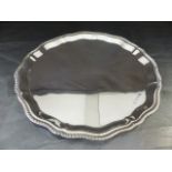 Hallmarked silver circular tray with Raised and gadrooned 'Pie Crust' edge by Charles S Green & Co