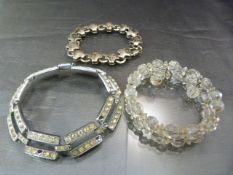 Hallmarked silver unusual bracelet formed of crosses and links. (26.3g) plus two other pieces of