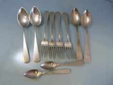 Continental Silver spoons forks & teaspoons with two serving spoons marked PEREZ 900, and all