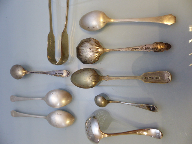 Hallmarked silver teaspoons with beaded decoration, Birmingham 1930. Another Sheffield 1935 and a - Image 2 of 6