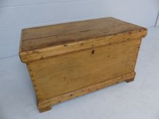 Antique pine carpenters chest with four drawers.