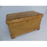 Antique pine carpenters chest with four drawers.