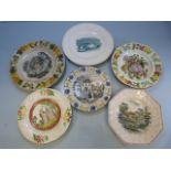 Staffordshire Lustre childrens plates c.1800's. 6 Various plates depicting scenes. One of Windsor