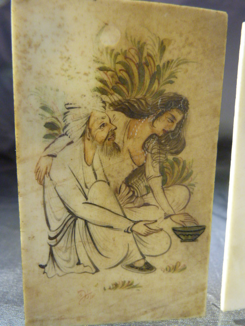 Ivory Miniature Paintings - Early miniatures, possibly of Turkish or Persian Descent. One - Image 2 of 4