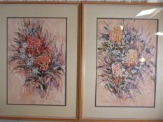 Gloria Muddle - pair of floral studies 'Bottle Blush and Flannel Flowers' and 'Waratah and Royal