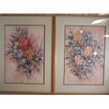 Gloria Muddle - pair of floral studies 'Bottle Blush and Flannel Flowers' and 'Waratah and Royal