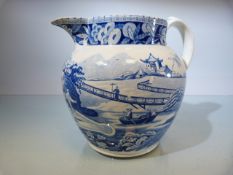 19th Century Pearlware staffordshire Blue and White transfer Jug
