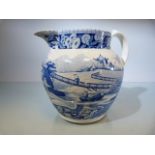 19th Century Pearlware staffordshire Blue and White transfer Jug