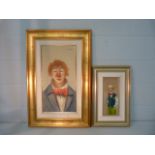 Elio Vitali, a three quarter length portrait of the clown, oil on canvas, signed, approx 34 x 14