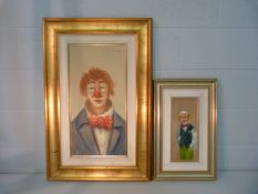 Elio Vitali, a three quarter length portrait of the clown, oil on canvas, signed, approx 34 x 14