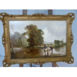 J.W. Gozzard [1848-1918], signed lower left oil on canvas, 20" x 30", An English rural landscape