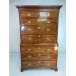 George III mahogany chest on chest, moulded cornice with Greek key detailing above two short over