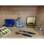 Art Nouveau cased spoons by Henry Wigfull, along with two boxed sets of Cutlery, Serving knife and