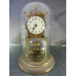 Mantle clock under glass dome with Key and three ball weights (missing pendulum) A/F