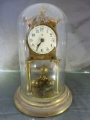 Mantle clock under glass dome with Key and three ball weights (missing pendulum) A/F
