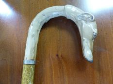 Walking Cane - With Greyhound head handle poss made of Resin.