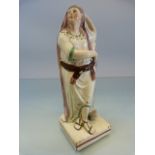 Neale & Co pearlware figure of 'Hope' depicting a lady holding an anchor.